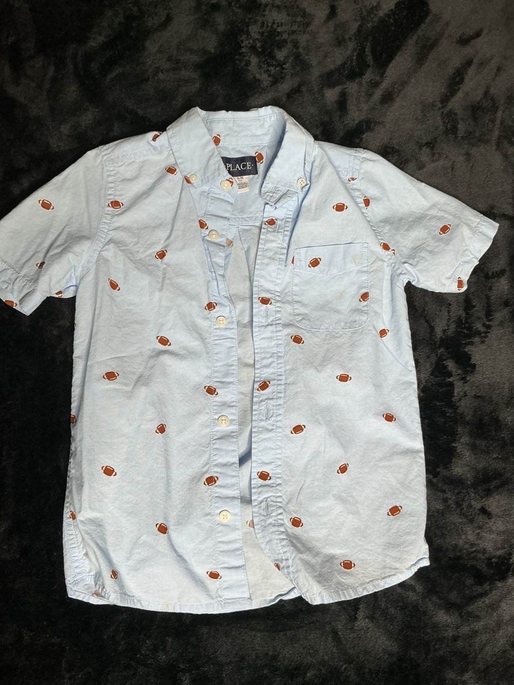 The Children's Place Light Blue Short-Sleeve Button-Down with Football Print